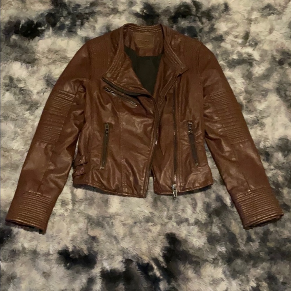 BLANK NYC MAROON MOTO LEATHER JACKET